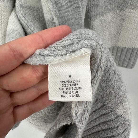 Jun & Ivy Gray Checkered Long Sleeve Open Front Knit Cardigan Size Medium - Picture 6 of 12